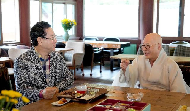 추석 맞이 담양 용흥사 예방(조계종 총무원장 진우스님과 차담)